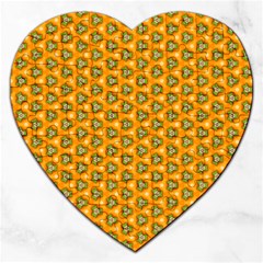 Pattern Halloween Pumpkin Color Leaf Jigsaw Puzzle (heart) by HermanTelo