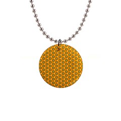 Pattern Halloween Pumpkin Color Leaf 1  Button Necklace by HermanTelo