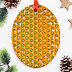 Pattern Halloween Pumpkin Color Leaf Oval Filigree Ornament (two Sides)