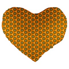 Pattern Halloween Pumpkin Color Leaf Large 19  Premium Heart Shape Cushions by HermanTelo