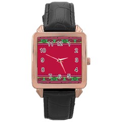 Ornaments Mexico Cheerful Rose Gold Leather Watch  by HermanTelo