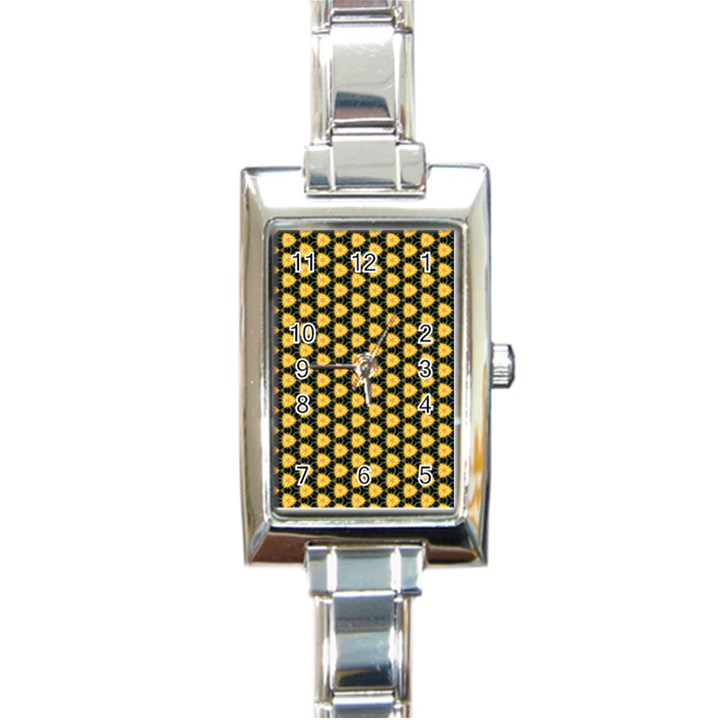 Pattern Halloween Pumpkin Color Yellow Rectangle Italian Charm Watch