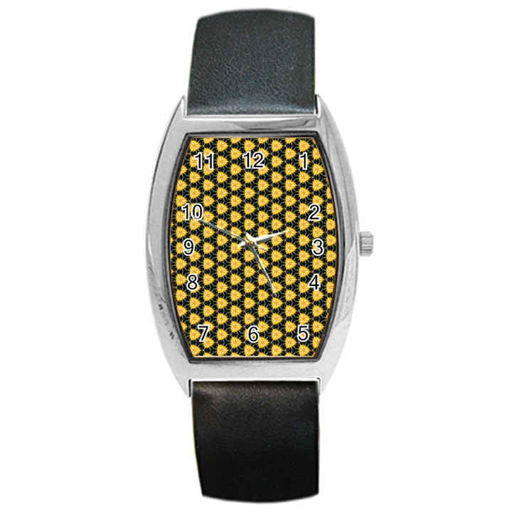 Pattern Halloween Pumpkin Color Yellow Barrel Style Metal Watch