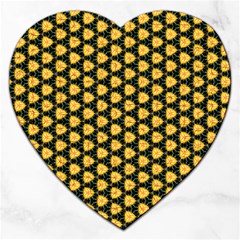 Pattern Halloween Pumpkin Color Yellow Jigsaw Puzzle (heart) by HermanTelo