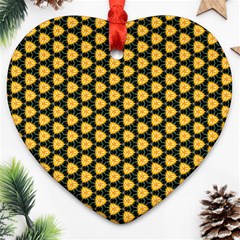 Pattern Halloween Pumpkin Color Yellow Heart Ornament (two Sides) by HermanTelo