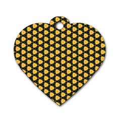 Pattern Halloween Pumpkin Color Yellow Dog Tag Heart (one Side) by HermanTelo