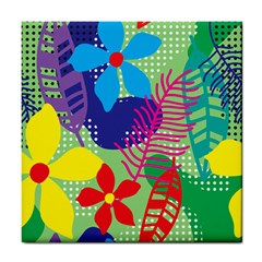 Pattern Leaf Polka Floral Tile Coasters by HermanTelo