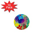 Pattern Leaf Polka Floral 1  Mini Buttons (10 pack)  Front