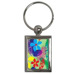 Pattern Leaf Polka Floral Key Chain (rectangle) by HermanTelo