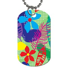 Pattern Leaf Polka Floral Dog Tag (two Sides)