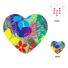 Pattern Leaf Polka Floral Playing Cards (heart)