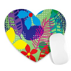 Pattern Leaf Polka Floral Heart Mousepads by HermanTelo