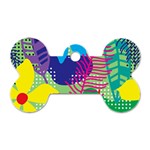 Pattern Leaf Polka Floral Dog Tag Bone (Two Sides) Back