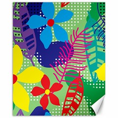 Pattern Leaf Polka Floral Canvas 11  X 14 