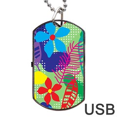 Pattern Leaf Polka Floral Dog Tag Usb Flash (one Side) by HermanTelo