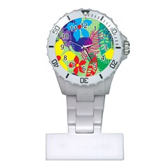 Pattern Leaf Polka Floral Plastic Nurses Watch