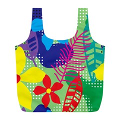 Pattern Leaf Polka Floral Full Print Recycle Bag (l) by HermanTelo