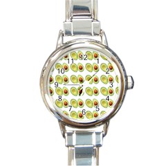 Pattern Avocado Green Fruit Round Italian Charm Watch by HermanTelo