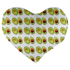 Pattern Avocado Green Fruit Large 19  Premium Flano Heart Shape Cushions