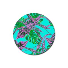 Painting Oil Leaves Nature Reason Rubber Round Coaster (4 Pack)  by HermanTelo