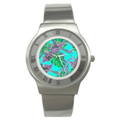 Painting Oil Leaves Nature Reason Stainless Steel Watch