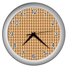 Pattern Gingerbread Brown Tree Wall Clock (silver) by HermanTelo