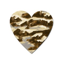 Mountains Ocean Clouds Heart Magnet by HermanTelo