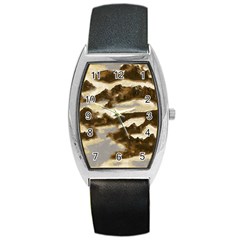 Mountains Ocean Clouds Barrel Style Metal Watch