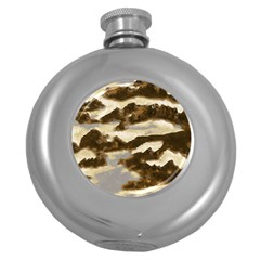 Mountains Ocean Clouds Round Hip Flask (5 Oz)