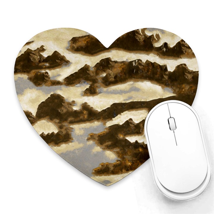 Mountains Ocean Clouds Heart Mousepads