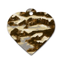 Mountains Ocean Clouds Dog Tag Heart (two Sides)