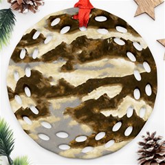 Mountains Ocean Clouds Round Filigree Ornament (two Sides)