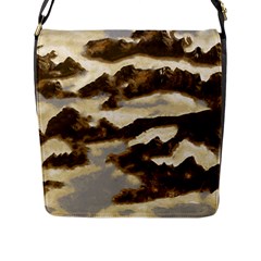 Mountains Ocean Clouds Flap Closure Messenger Bag (l) by HermanTelo