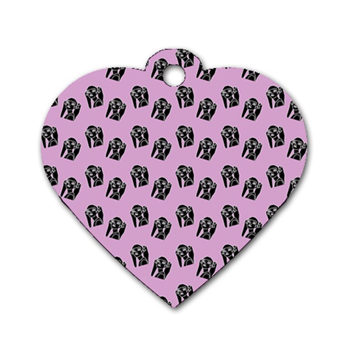 Girl Face Lilac Dog Tag Heart (One Side)