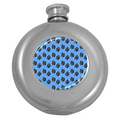 Girl Face Blue Round Hip Flask (5 Oz) by snowwhitegirl