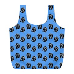 Girl Face Blue Full Print Recycle Bag (l) by snowwhitegirl