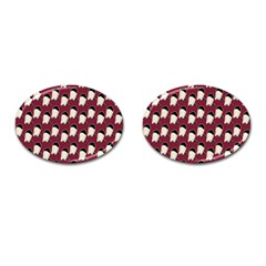 Beanie Boy Pattern Red Cufflinks (oval) by snowwhitegirl