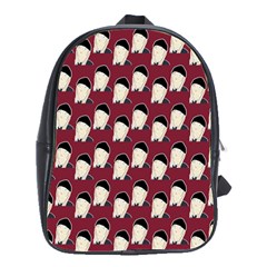 Beanie Boy Pattern Red School Bag (large) by snowwhitegirl