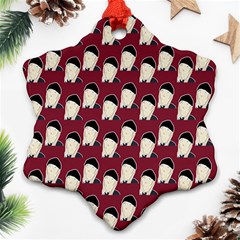 Beanie Boy Pattern Red Ornament (snowflake) by snowwhitegirl