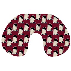 Beanie Boy Pattern Red Travel Neck Pillow by snowwhitegirl