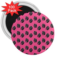 Girl Face Pink 3  Magnets (100 Pack) by snowwhitegirl