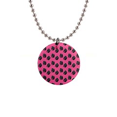 Girl Face Pink 1  Button Necklace by snowwhitegirl