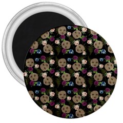 Cracked Doll Pattern Black 3  Magnets by snowwhitegirl