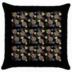 Cracked Doll Pattern Black Throw Pillow Case (black) by snowwhitegirl