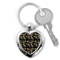 Cracked Doll Pattern Black Key Chain (heart)