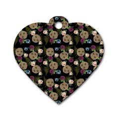 Cracked Doll Pattern Black Dog Tag Heart (one Side) by snowwhitegirl