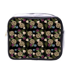 Cracked Doll Pattern Black Mini Toiletries Bag (one Side) by snowwhitegirl