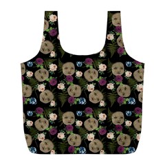 Cracked Doll Pattern Black Full Print Recycle Bag (l) by snowwhitegirl