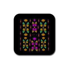 Roses As Lotus Flowers Decorative Rubber Coaster (square)  by pepitasart