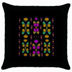 Roses As Lotus Flowers Decorative Throw Pillow Case (black) by pepitasart